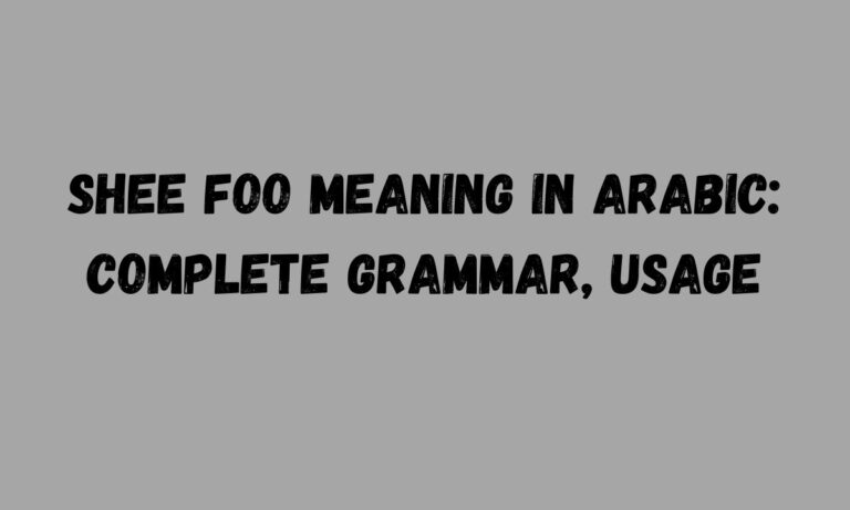 Shee Foo Meaning in Arabic Complete Grammar, Usage